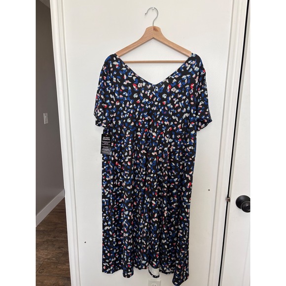 Roaman's Women's Plus Size Ultrasmooth V-Neck Swing Dress – Multi – Size 14-16 - Picture 4 of 4